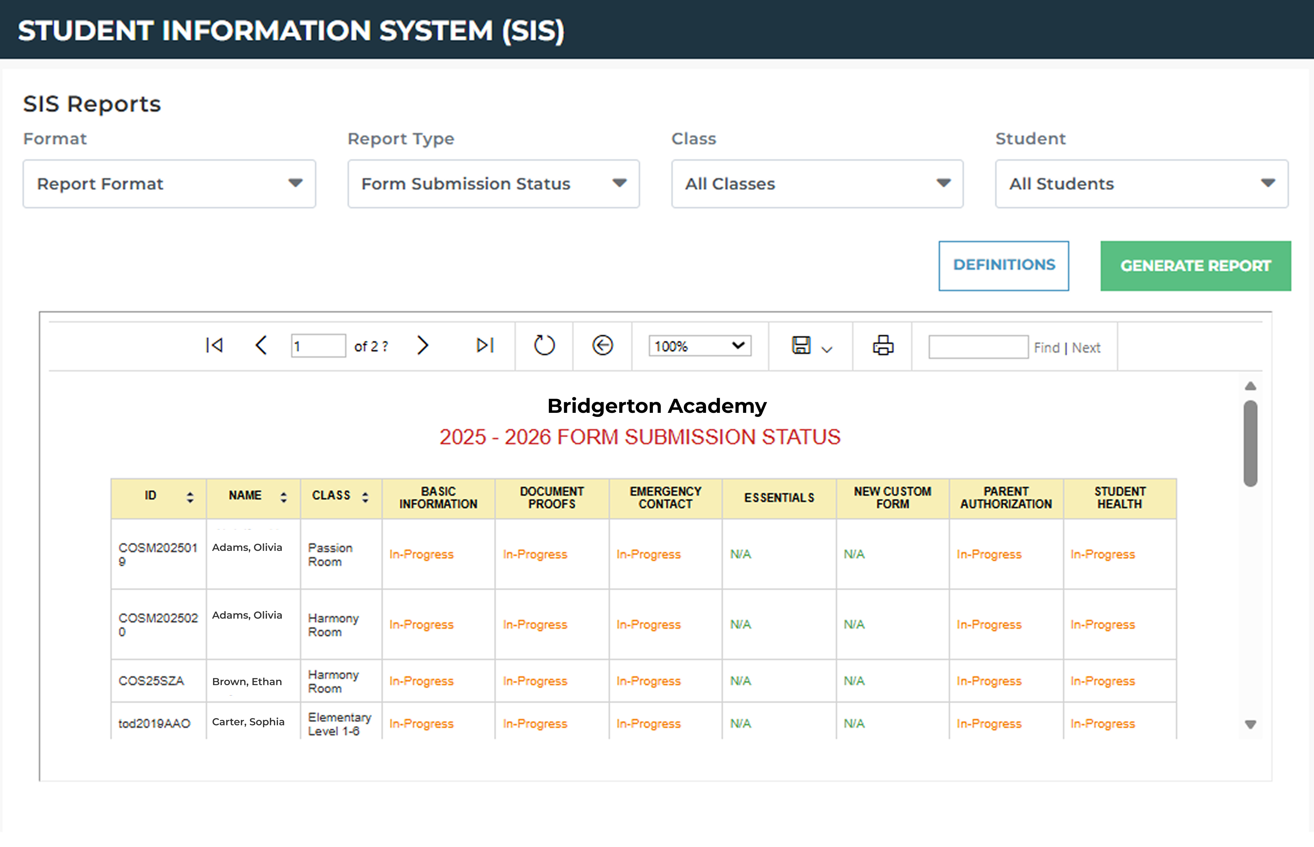 Reports and Insights Dashboard